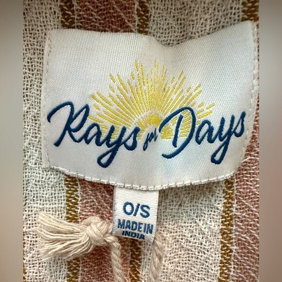 RAYS FOR DAYS | Boho Striped Kimono Cardigan Cotton Tassel Hem NWT | One Size - Picture 5 of 8
